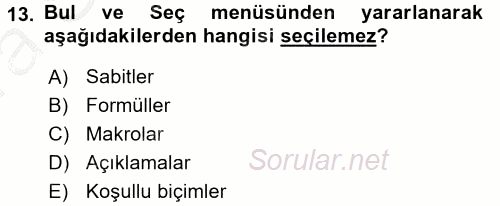 İşletme Analitiği 2016 - 2017 Ara Sınavı 13.Soru