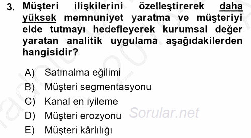 İşletme Analitiği 2016 - 2017 Ara Sınavı 3.Soru