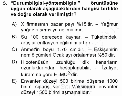 İşletme Analitiği 2016 - 2017 Ara Sınavı 5.Soru