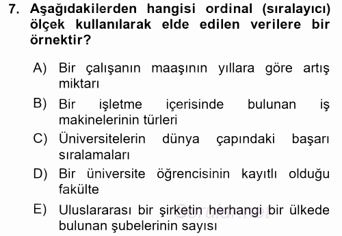 İşletme Analitiği 2016 - 2017 Ara Sınavı 7.Soru