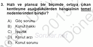 Konut Yapı Kooperatifçiliği 2015 - 2016 Dönem Sonu Sınavı 3.Soru