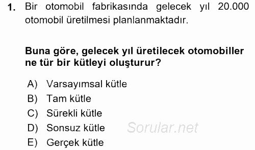 Coğrafi Bilgi Sistemleri İçin Temel İstatistik 2015 - 2016 Ara Sınavı 1.Soru