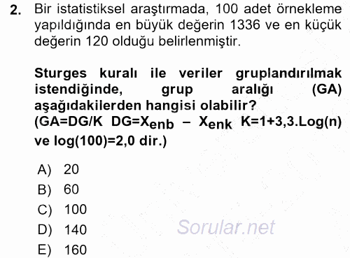 Coğrafi Bilgi Sistemleri İçin Temel İstatistik 2015 - 2016 Ara Sınavı 2.Soru