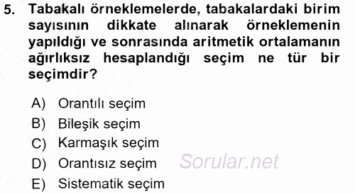 Coğrafi Bilgi Sistemleri İçin Temel İstatistik 2015 - 2016 Ara Sınavı 5.Soru