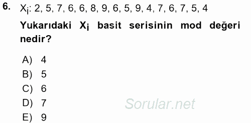 Coğrafi Bilgi Sistemleri İçin Temel İstatistik 2015 - 2016 Ara Sınavı 6.Soru