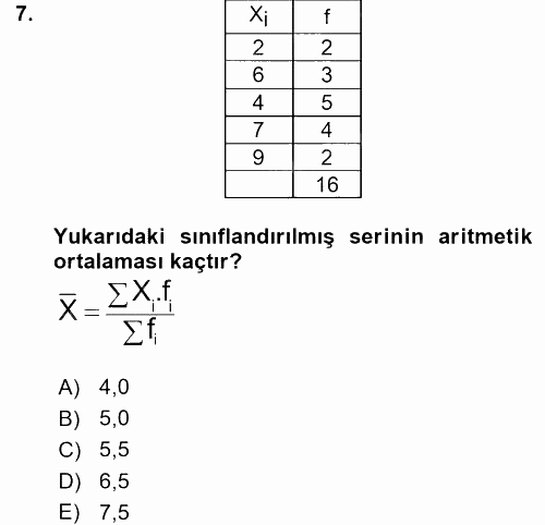 Coğrafi Bilgi Sistemleri İçin Temel İstatistik 2015 - 2016 Ara Sınavı 7.Soru