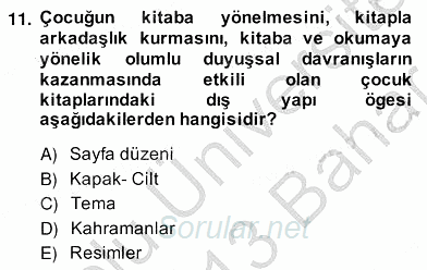 Okulöncesinde Çocuk Edebiyatı 2012 - 2013 Ara Sınavı 11.Soru