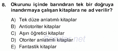 Okulöncesinde Çocuk Edebiyatı 2012 - 2013 Ara Sınavı 8.Soru