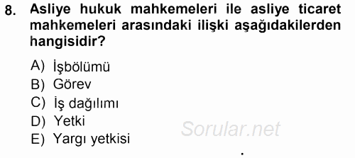 Medeni Usul Hukuku 2014 - 2015 Ara Sınavı 8.Soru