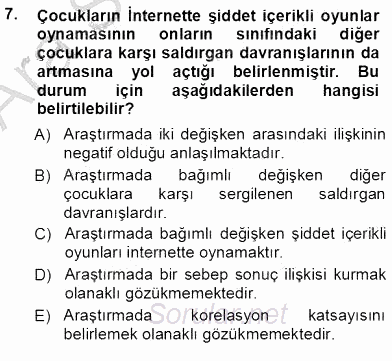 Erken Çocukluk Döneminde Gelişim 1 2012 - 2013 Ara Sınavı 7.Soru
