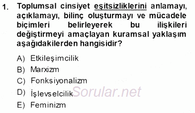 Sosyoloji 1 2014 - 2015 Dönem Sonu Sınavı 1.Soru