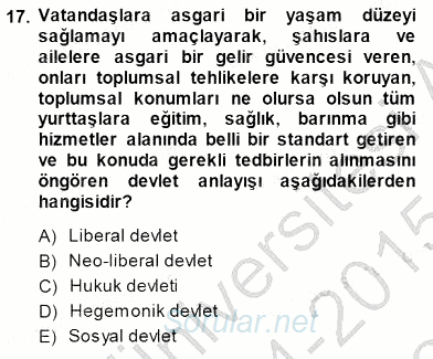 Sosyoloji 1 2014 - 2015 Dönem Sonu Sınavı 17.Soru