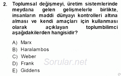 Sosyoloji 1 2014 - 2015 Dönem Sonu Sınavı 2.Soru