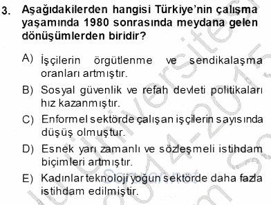 Sosyoloji 1 2014 - 2015 Dönem Sonu Sınavı 3.Soru