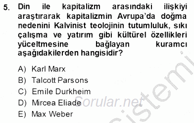 Sosyoloji 1 2014 - 2015 Dönem Sonu Sınavı 5.Soru