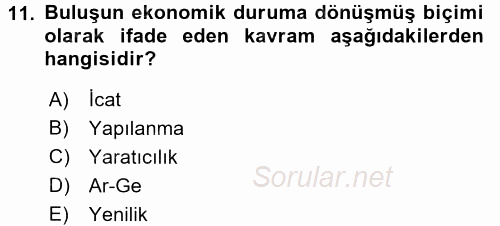 Bilgi Ekonomisi 2017 - 2018 Dönem Sonu Sınavı 11.Soru