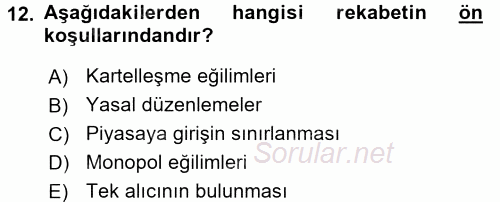 Bilgi Ekonomisi 2017 - 2018 Dönem Sonu Sınavı 12.Soru