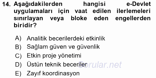 Bilgi Ekonomisi 2017 - 2018 Dönem Sonu Sınavı 14.Soru