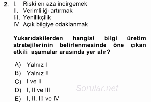 Bilgi Ekonomisi 2017 - 2018 Dönem Sonu Sınavı 2.Soru