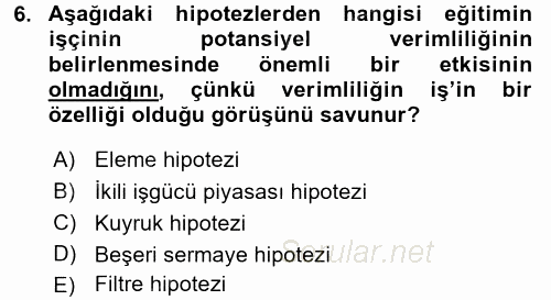 Bilgi Ekonomisi 2017 - 2018 Dönem Sonu Sınavı 6.Soru