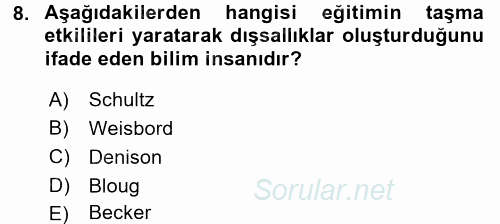 Bilgi Ekonomisi 2017 - 2018 Dönem Sonu Sınavı 8.Soru