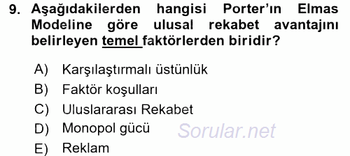 Bilgi Ekonomisi 2017 - 2018 Dönem Sonu Sınavı 9.Soru