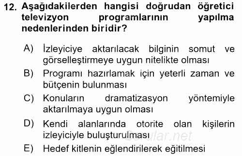 İletişim Ortamları Tasarımı 2015 - 2016 Tek Ders Sınavı 12.Soru