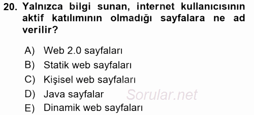 İletişim Ortamları Tasarımı 2015 - 2016 Tek Ders Sınavı 20.Soru