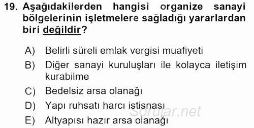 Kamu Özel Kesim Yapısı Ve İlişkileri 2017 - 2018 3 Ders Sınavı 19.Soru