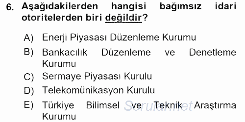 Kamu Özel Kesim Yapısı Ve İlişkileri 2017 - 2018 3 Ders Sınavı 6.Soru