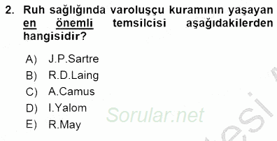 Çocuk Ruh Sağlığı 2015 - 2016 Dönem Sonu Sınavı 2.Soru