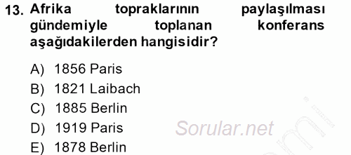 Siyasi Tarih 1 2013 - 2014 Dönem Sonu Sınavı 13.Soru