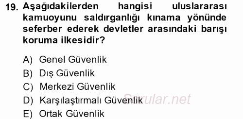 Siyasi Tarih 1 2013 - 2014 Dönem Sonu Sınavı 19.Soru