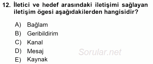 Aile Yapısı ve İlişkileri 2016 - 2017 Ara Sınavı 12.Soru