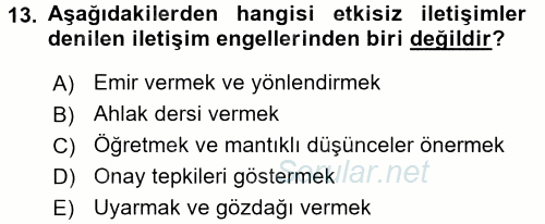 Aile Yapısı ve İlişkileri 2016 - 2017 Ara Sınavı 13.Soru