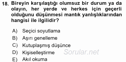 Aile Yapısı ve İlişkileri 2016 - 2017 Ara Sınavı 18.Soru