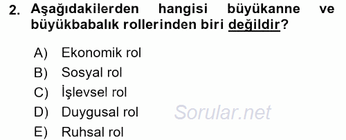 Aile Yapısı ve İlişkileri 2016 - 2017 Ara Sınavı 2.Soru