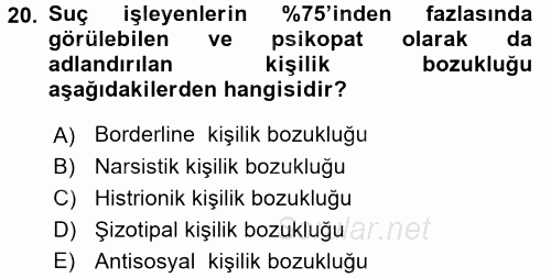 Aile Yapısı ve İlişkileri 2016 - 2017 Ara Sınavı 20.Soru