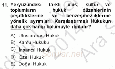 Hukukun Temel Kavramları 2014 - 2015 Ara Sınavı 11.Soru