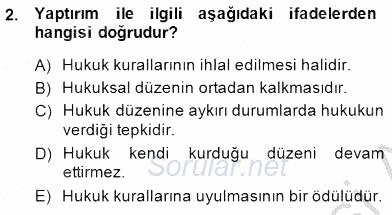 Hukukun Temel Kavramları 2014 - 2015 Ara Sınavı 2.Soru