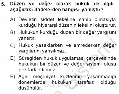 Hukukun Temel Kavramları 2014 - 2015 Ara Sınavı 5.Soru