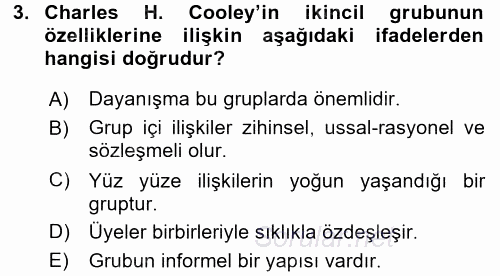 Sosyal Psikoloji 2 2017 - 2018 Dönem Sonu Sınavı 3.Soru