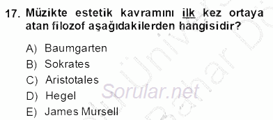 Türkiye´nin Kültürel Mirası 2 2013 - 2014 Dönem Sonu Sınavı 17.Soru