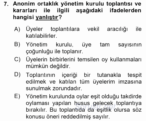 Ticaret Hukuku 2017 - 2018 Dönem Sonu Sınavı 7.Soru