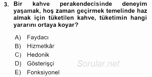 Tüketici Davranışları 2016 - 2017 Ara Sınavı 3.Soru