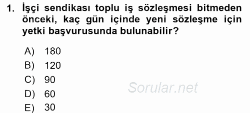 Toplu İş Hukuku 2015 - 2016 Tek Ders Sınavı 1.Soru