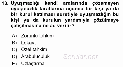 Toplu İş Hukuku 2015 - 2016 Tek Ders Sınavı 13.Soru