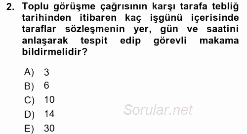 Toplu İş Hukuku 2015 - 2016 Tek Ders Sınavı 2.Soru