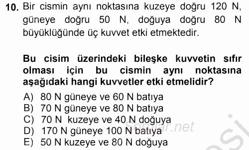 Okulöncesinde Fen Eğitimi 2012 - 2013 Ara Sınavı 10.Soru