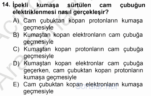 Okulöncesinde Fen Eğitimi 2012 - 2013 Ara Sınavı 14.Soru